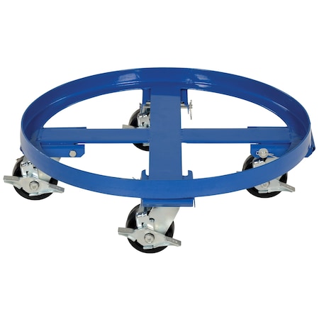 Vestil Steel Heavy Duty Mobile Drum Dolly, 24.5" x 24.5" x 8", 2000 lb Capacity, Blue DRUM-HD